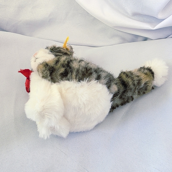 Steiff Snuffi Tabby Cat Plush Button Tag Green Eyes Bow Ribbon 6.5 Inch 077395 - Picture 4 of 10